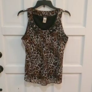 Cocomo Tank Top Petites Animal Print Decorative Neckline